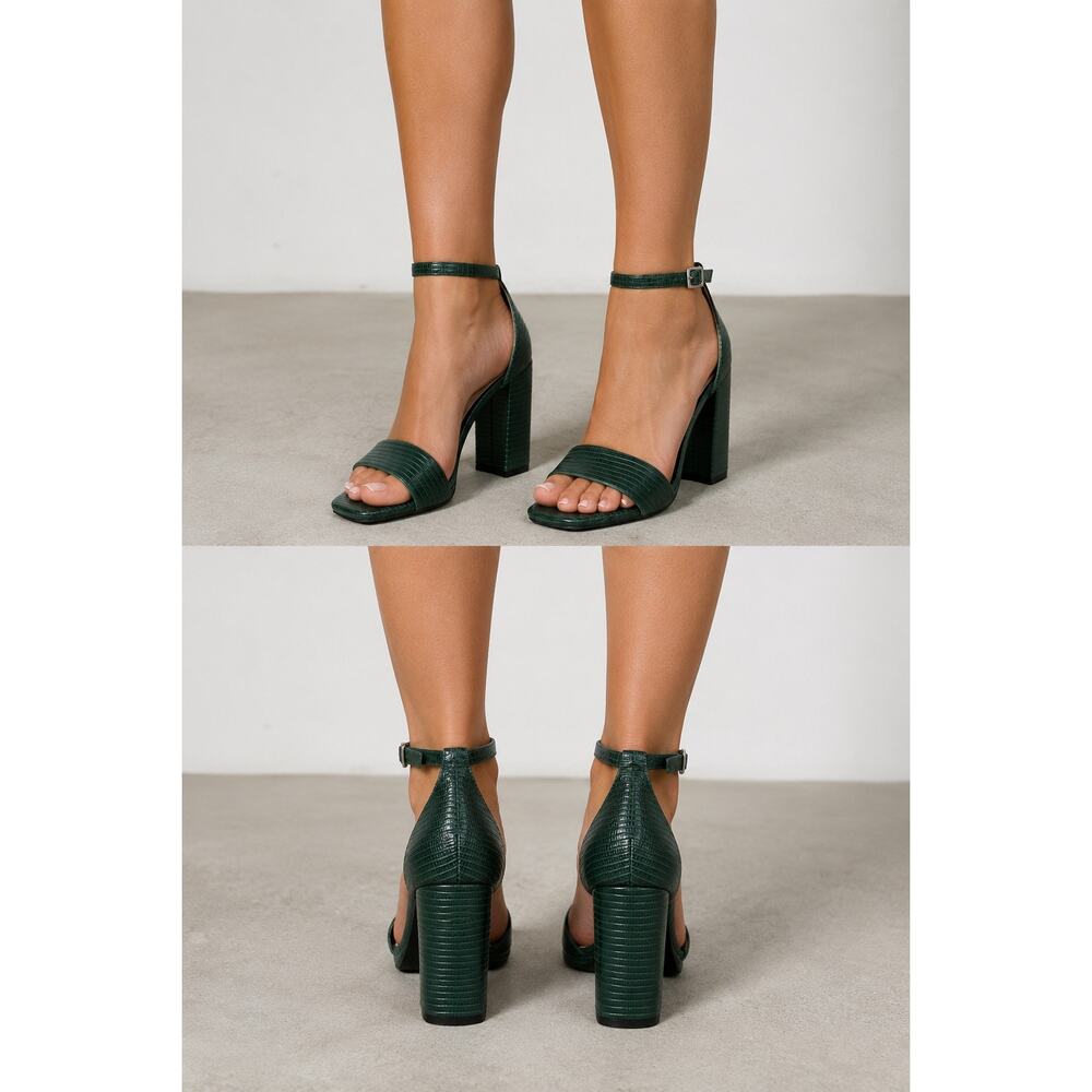 Chinese Laundry Green Textured Block Heel Sandals Size 8